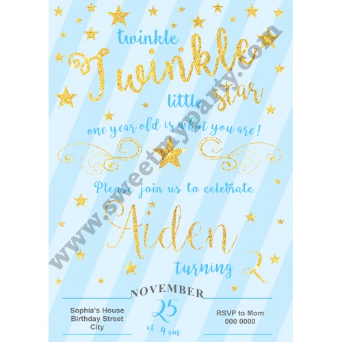 Twinkle Twinkle Little Star Birthday Invitation,(004)